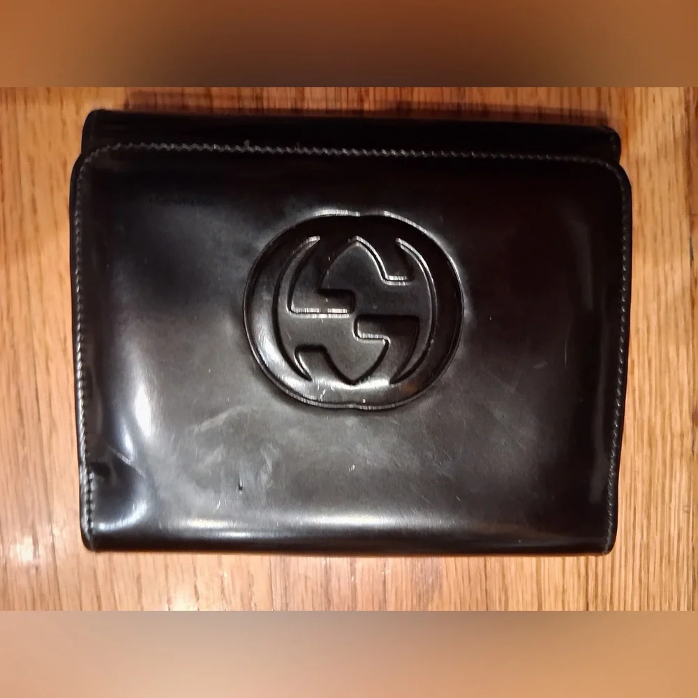 Vintage Gucci Black Patent  Lether  Wallet EUC - Picture 2 of 7